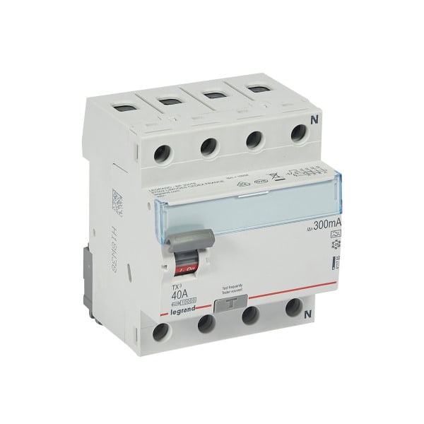 LEGRAND - TX3 Fehlerstromschutzschalter 40A, 4-polig, 300mA, Typ A, 400VAC, 4TE