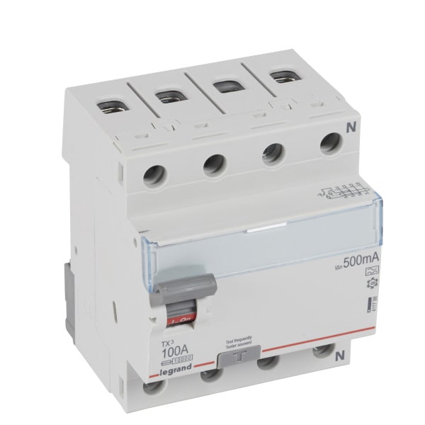 LEGRAND - TX3 Fehlerstromschutzschalter 100A, 4-polig, 500mA, Typ A, 400VAC, 4TE