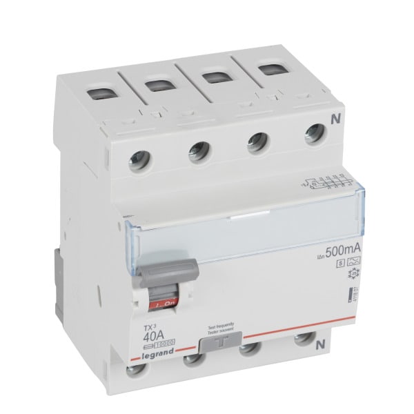 LEGRAND - TX3 Fehlerstromschutzschalter 40A, 4-polig, 500mA, Typ A-S, 400VAC, 4TE