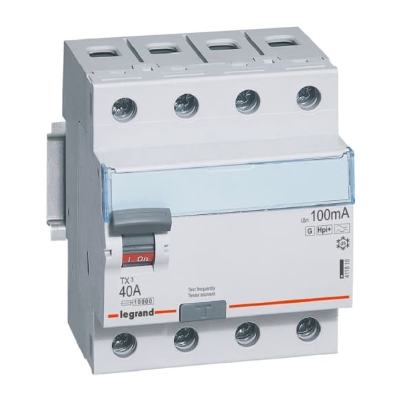 LEGRAND - TX3 Fehlerstromschutzschalter 40A, 4-polig, 100mA, Typ F-G, 400VAC, 4TE