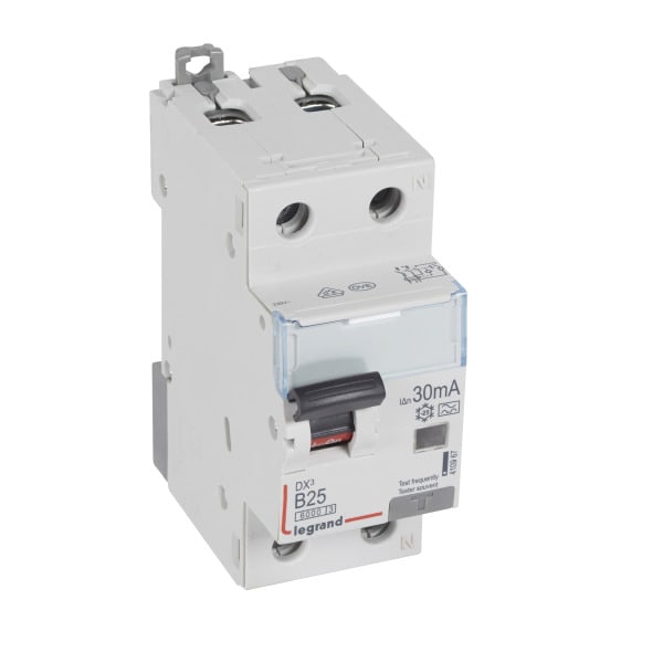 LEGRAND - DX3 FI/LS-Schalter B-Charakteristik, 25A, 1P+N, 6kA, 30mA, Typ A, 230VAC, 2TE
