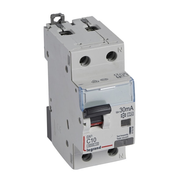 LEGRAND - DX3 FI/LS-Schalter C-Charakteristik, 10A, 1P+N, 6kA, 30mA, Typ A, 230VAC, 2TE