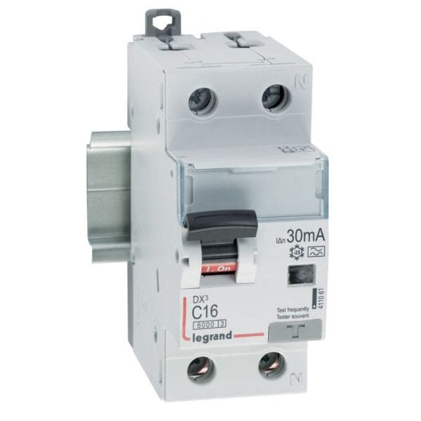 LEGRAND - DX3 FI/LS-Schalter C-Charakteristik, 16A, 1P+N, 6kA, 30mA, Typ A, 230VAC, 2TE