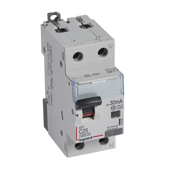 LEGRAND - DX3 FI/LS-Schalter C-Charakteristik, 25A, 1P+N, 6kA, 30mA, Typ A, 230VAC, 2TE
