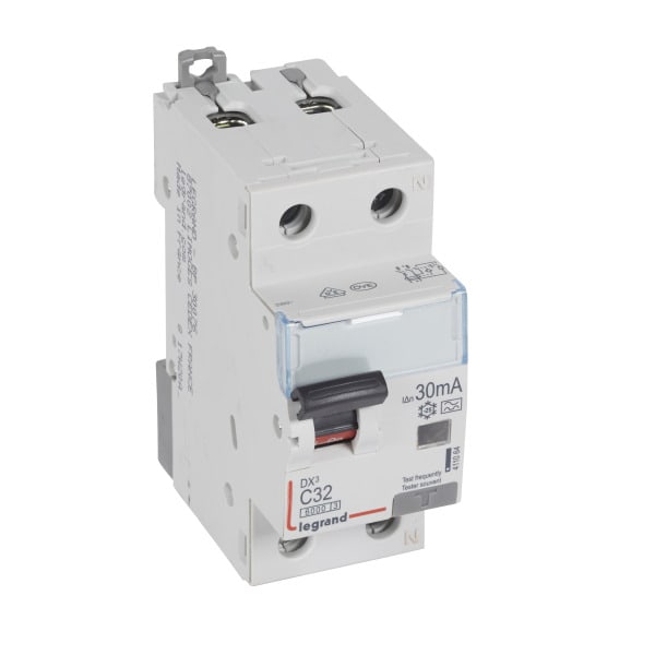 LEGRAND - DX3 FI/LS-Schalter C-Charakteristik, 32A, 1P+N, 6kA, 30mA, Typ A, 230VAC, 2TE