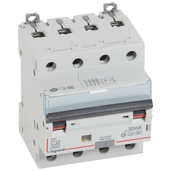 LEGRAND - DX3 FI/LS-Schalter C-Charakteristik, 32A, 4-polig, 6kA, 30mA, Typ F, 400VAC, 4TE