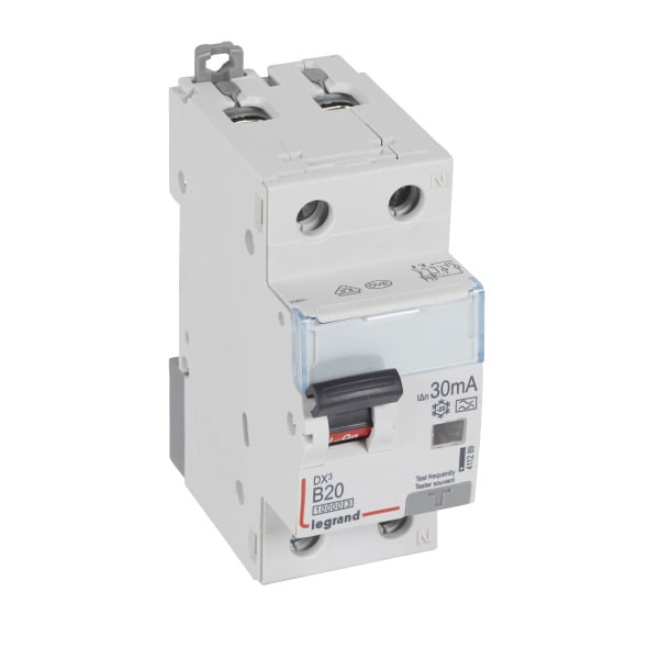 LEGRAND - DX3 FI/LS-Schalter B-Charakteristik, 20A, 1P+N, 10kA, 30mA, Typ A, 230VAC, 2TE
