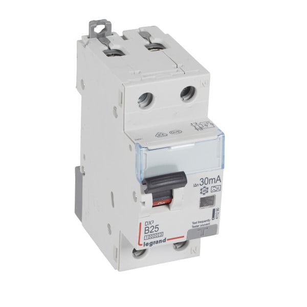 LEGRAND - DX3 FI/LS-Schalter B-Charakteristik, 25A, 1P+N, 10kA, 30mA, Typ A, 230VAC, 2TE