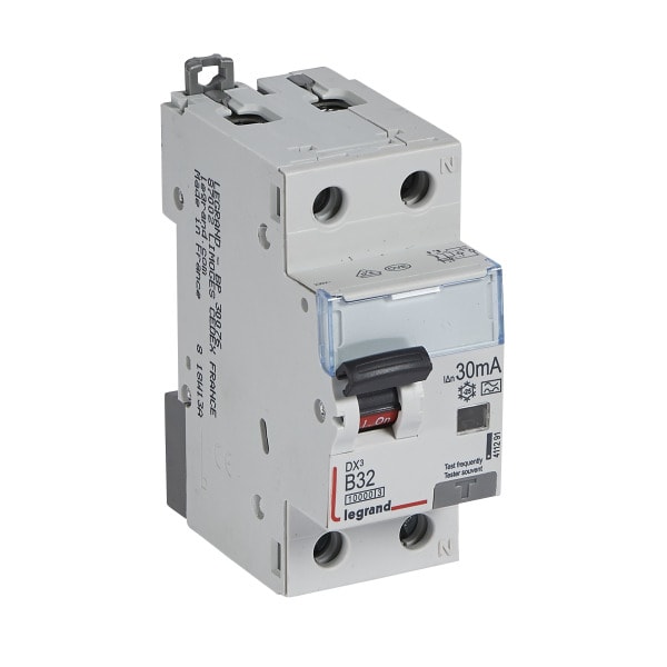 LEGRAND - DX3 FI/LS-Schalter B-Charakteristik, 32A, 1P+N, 10kA, 30mA, Typ A, 230VAC, 2TE