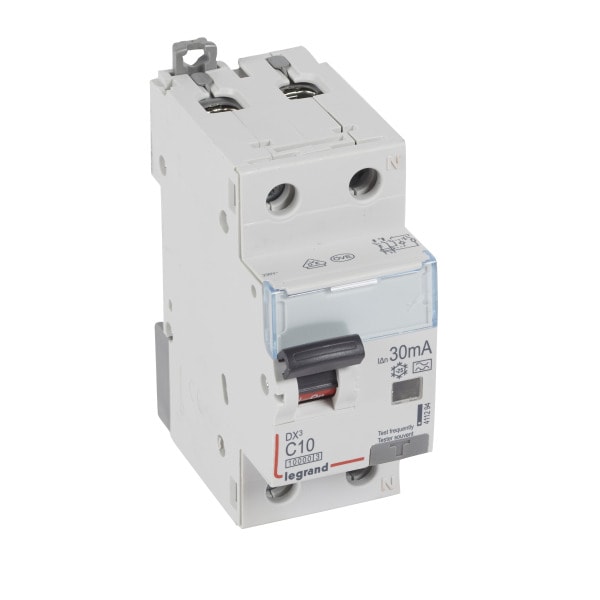 LEGRAND - DX3 FI/LS-Schalter C-Charakteristik, 10A, 1P+N, 10kA, 30mA, Typ A, 230VAC, 2TE