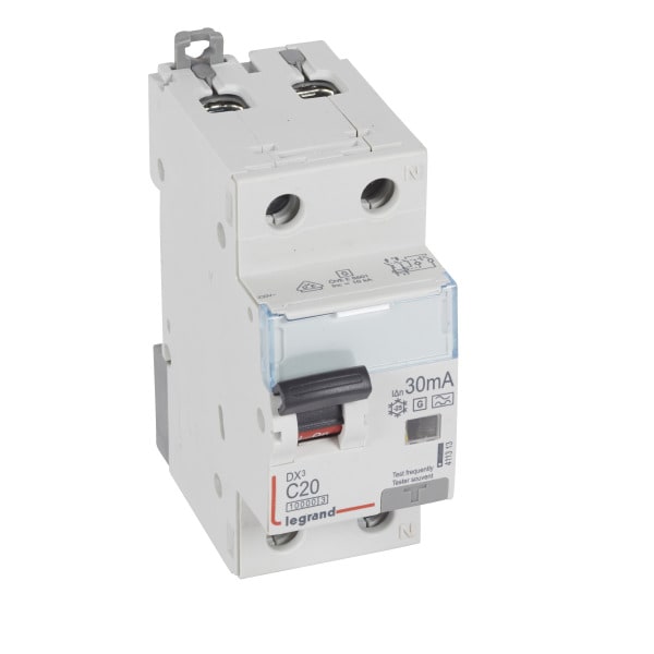 LEGRAND - DX3 FI/LS-Schalter C-Charakteristik, 20A, 1P+N, 10kA, 30mA, Typ F-G, 230VAC, 2TE