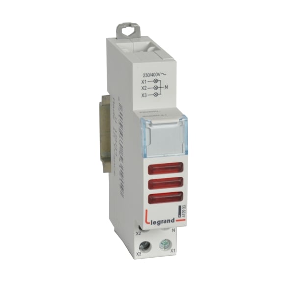 LEGRAND - Meldeleuchten CX3, LED, 3 Phasen-Kontrolle (Rot-Rot-Rot), 230/400 VAC, 1TE
