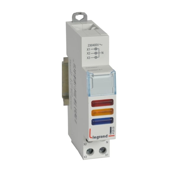 LEGRAND - Meldeleuchten CX3, LED, 3 Phasen-Kontrolle (Rot-Gelb-Blau), 230/400 VAC, 1TE