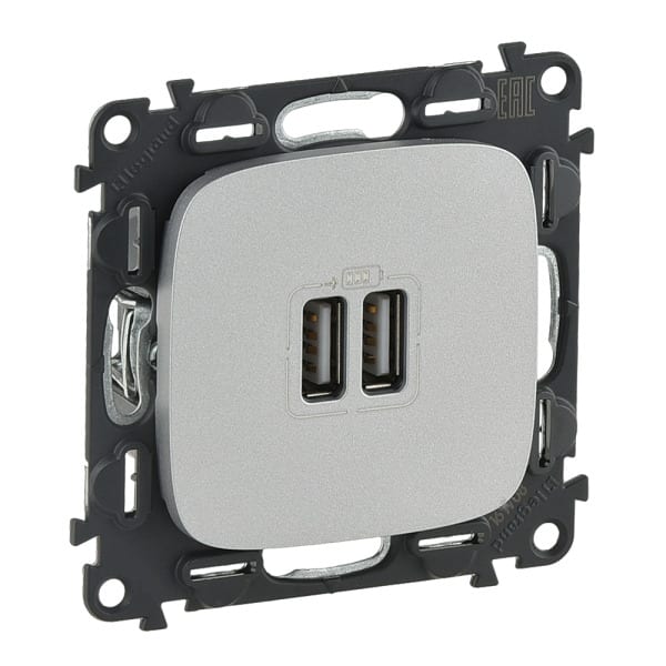 LEGRAND - Valena Allure USB-Ladedose 2400mA Farbe: Aluminium
