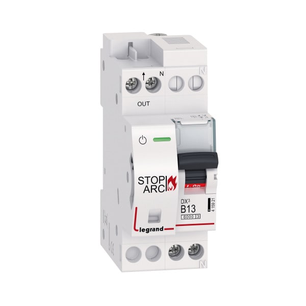 LEGRAND - DX3 AFDD Brandschutzschalter mit LS-Schalter B13 A, 1P+NR, 6kA, 230VAC, 2TE