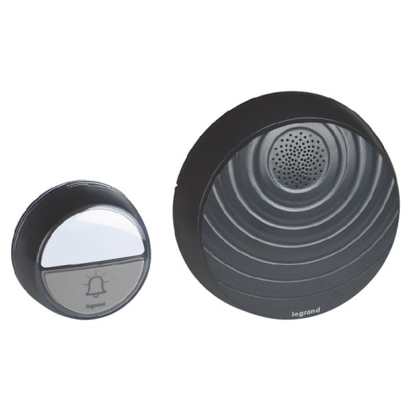 LEGRAND - Funk Gong Set Komfort mit Gong mit Klingeltaster, 15 Melodien Farbe: Anthrazit