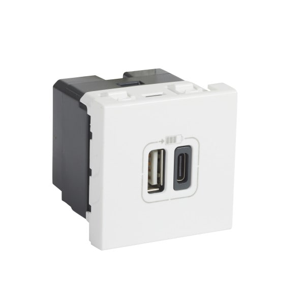 LEGRAND - Mosaic 2xUSB A+C 2-modulig 3A Farbe: Ultraweiß