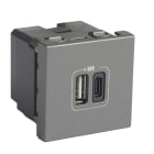 LEGRAND - Mosaic 2xusb-A+C 2-modulig 3A Farbe: Aluminium