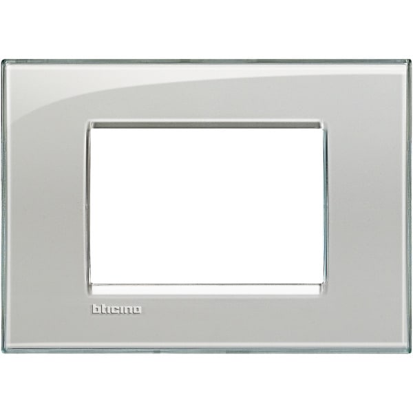 BTICINO - Abdeckrahmen LIVINGLIGHT für Kompaktinstallation, 3-modulig, Farbe: Eisgrau