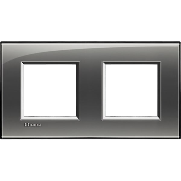 BTICINO - Abdeckrahmen LIVINGLIGHT: 2-fach, 2 + 2 Module, Farbe: Rauchgrau