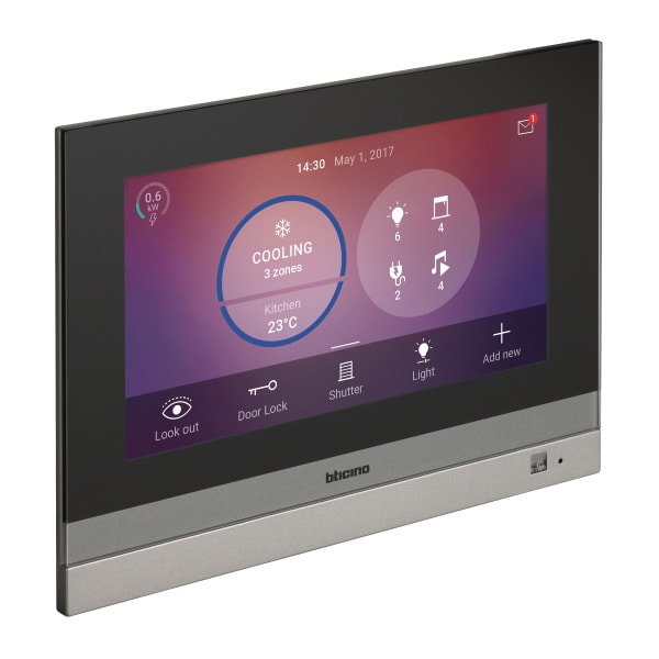BTICINO - Touchscreen mit 7'' Bildschirm für Hausautomation MyHome, Farbe: Schwarz