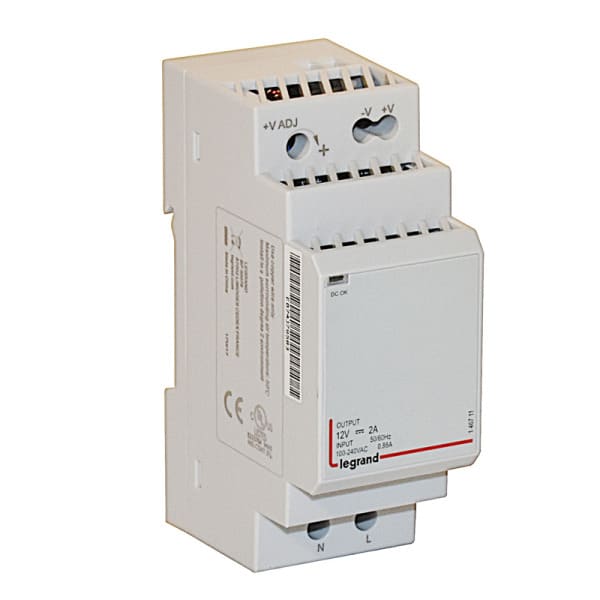 LEGRAND - Spannungsversorgung 12VDC 2A, Prim.100 - 240 VAC, Sek. 12VDC, 2A,24W, 2TE