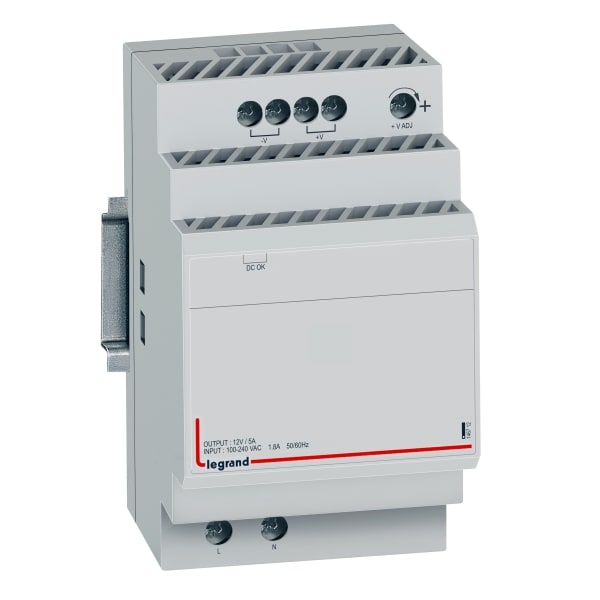 LEGRAND - Spannungsversorgung 12VDC 4,5A, Prim. 100-240 VAC, Sek. 12VDC, 4,5 A, 54W,3TE