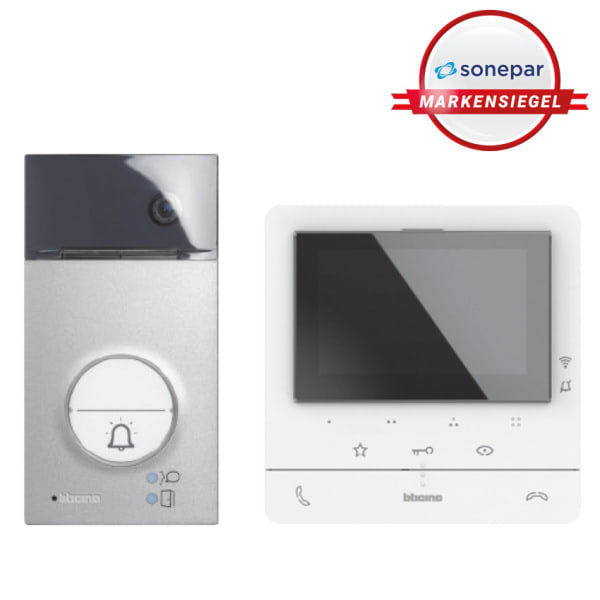 BTICINO - MS! Flex'ONE Video-Set+Türstation LINEA3000 (1 und 2 Ruftasten) + CLASSE100 X16E