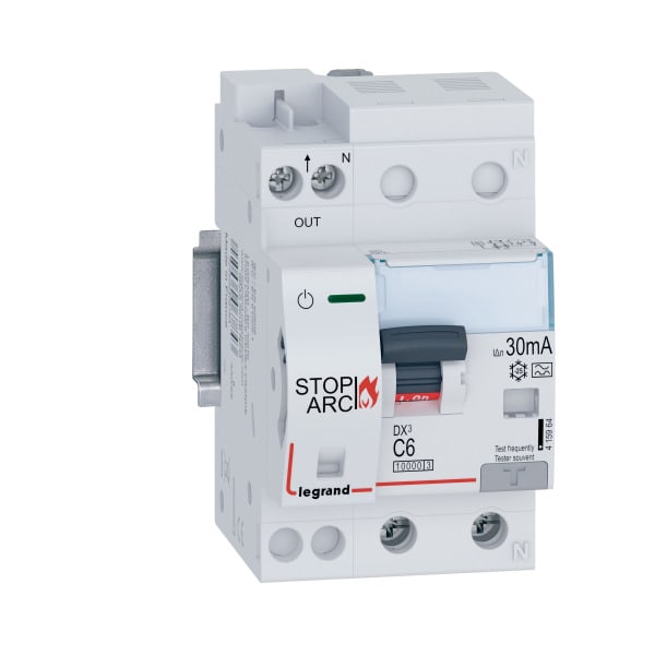 LEGRAND - DX3 AFDD Brandschutzschalter mit FI/LS-Schalter C6 A,1P+NR,10kA,30mA, Typ A, 3TE