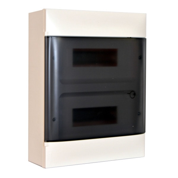 LEGRAND - Practibox S Aufputzverteiler, mit Rauchglas-Kunstofftür, weiss, 2x 12 Module