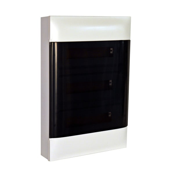 LEGRAND - Practibox S Aufputzverteiler, mit Rauchglas-Kunstofftür, weiss, 3x 12 Module