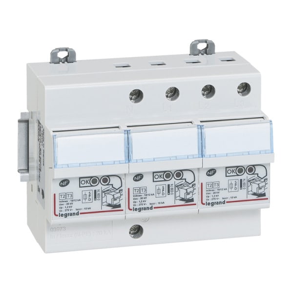 LEGRAND - Überspannungsableiter mit integr.Vorsicherung Typ2+3, 3+1 Schalt.,12kA, Isc 10kA