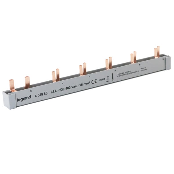 LEGRAND - Stiftkammschienen-Kombi., 2-polig, 12 TE, 16 mm², 1P+N, für 1 FI 2p + 5 AFDD LS