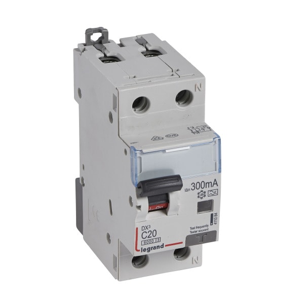 LEGRAND - DX3 FI/LS-Schalter C-Charakteristik, 20A, 1P+N, 6kA, 300mA, Typ A, 230VAC, 2TE
