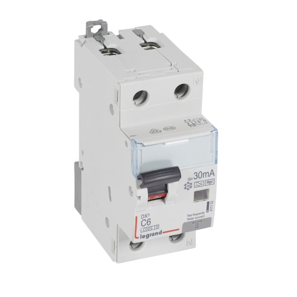LEGRAND - DX3 FI/LS-Schalter C-Charakteristik, 6A, 1P+N, 6kA, 30mA, Typ F, 230VAC, 2TE