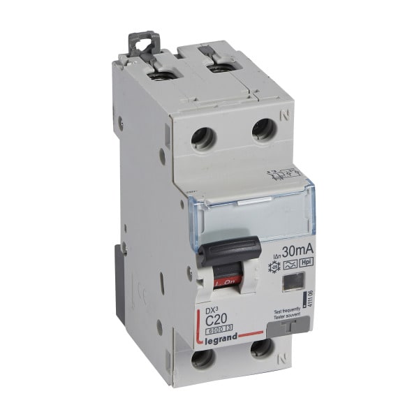 LEGRAND - DX3 FI/LS-Schalter C-Charakteristik, 20A, 1P+N, 6kA, 30mA, Typ F, 230VAC, 2TE