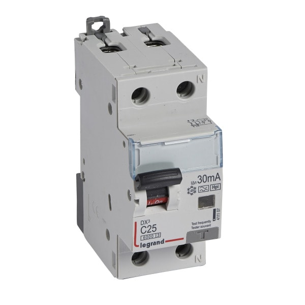 LEGRAND - DX3 FI/LS-Schalter C-Charakteristik, 25A, 1P+N, 6kA, 30mA, Typ F, 230VAC, 2TE