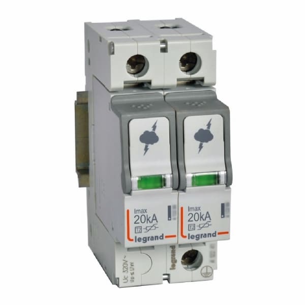 LEGRAND - Überspannungsableiter Typ 2, 2+0 Schaltung, 230/400 VAC, Imax 20 kA, (Uc)320 VAC