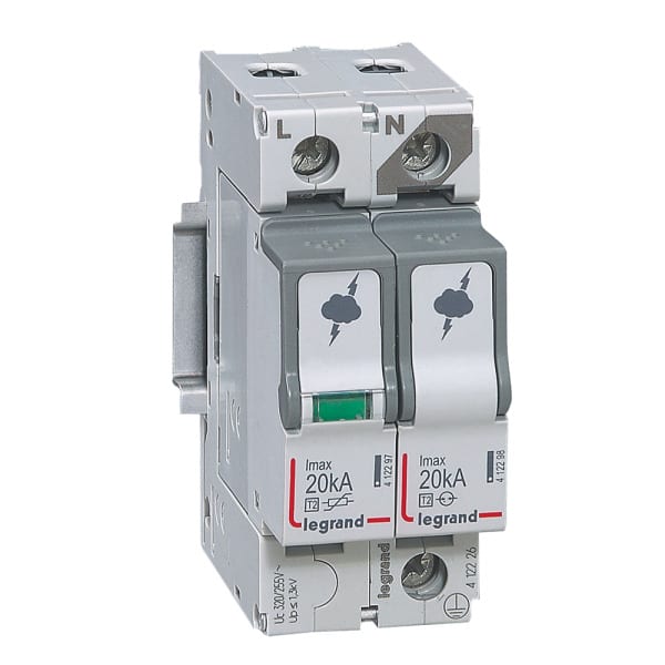 LEGRAND - Überspannungsableiter Typ 2, 1+1 Schaltung, 230/400 VAC, Imax 20 kA, (Uc)320 VAC