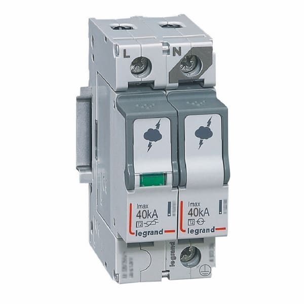 LEGRAND - Überspannungsableiter Typ 2, 1+1 Schaltung, 230/400 VAC, Imax 40 kA, (Uc)320 VAC