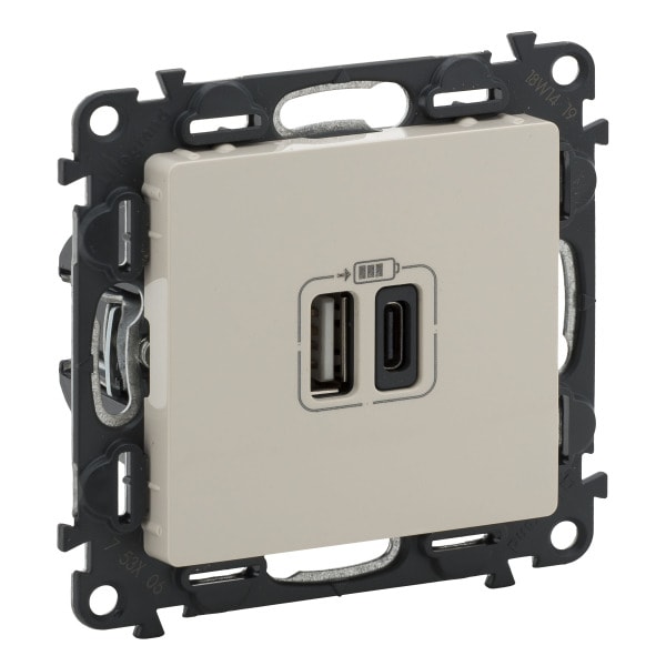 LEGRAND - Valena Life 2XUSB A+C 2-modulig 3A Farbe: Mandelweiß