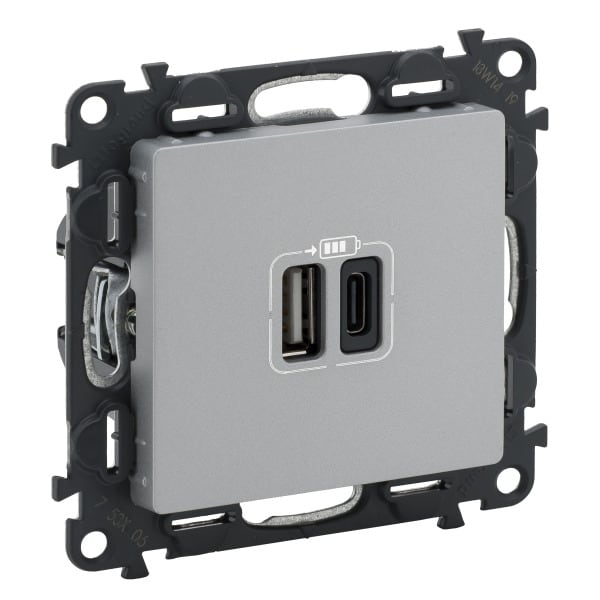 LEGRAND - Valena Life 2XUSB A+C 2-modulig 3A Farbe: Aluminium