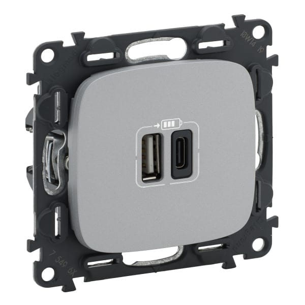 LEGRAND - Valena Allure 2XUSB A+C 2-modulig 3A Farbe: Aluminium