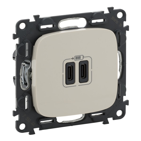 LEGRAND - Valena Allure 2XUSB-C 2-modulig 3A Farbe: Mandelweiß