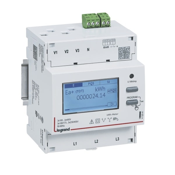 LEGRAND - Energiezähler EMDX³, MID, 3-ph., Anschl.über Stromwandler x/5, RS485, 4TE