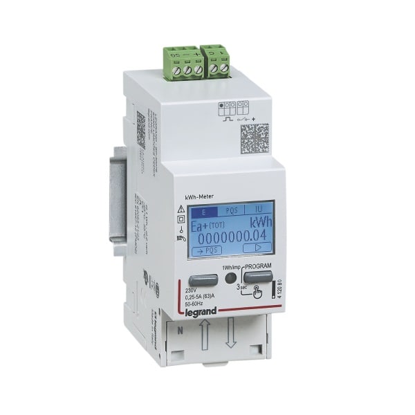 LEGRAND - Energiezähler EMDX³, 63 A, 1-phasig, Direktanschluss, Impulsausgang, 2TE