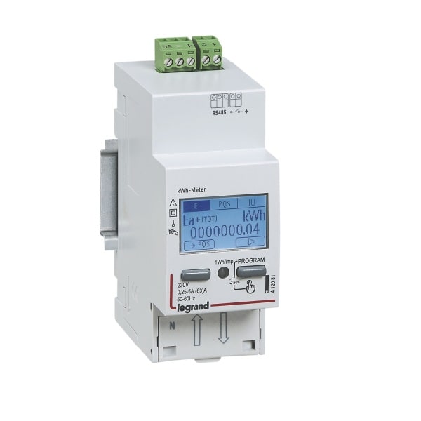 LEGRAND - Energiezähler EMDX³, 63 A, 1-phasig, Direktanschluss, RS485, 2TE