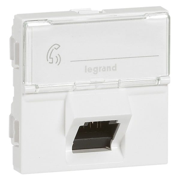 LEGRAND - Mosaic 2-fach RJ45 Kat 6 STP mit Anschlusswinkel von 45° Farbe: Ultraweiß