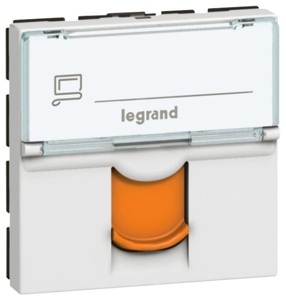 LEGRAND - Mosaic 1-fach RJ45, Kat 6A, STP, 2-modulig Farbe: Ultraweiß/ Orange
