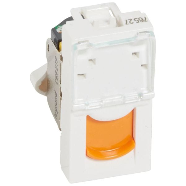 LEGRAND - Mosaic 1-fach RJ45, Kat 6A, UTP, 2-modulig Farbe: Ultraweiß/ Orange